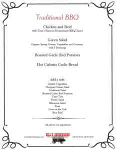 Traditional BBQ menu